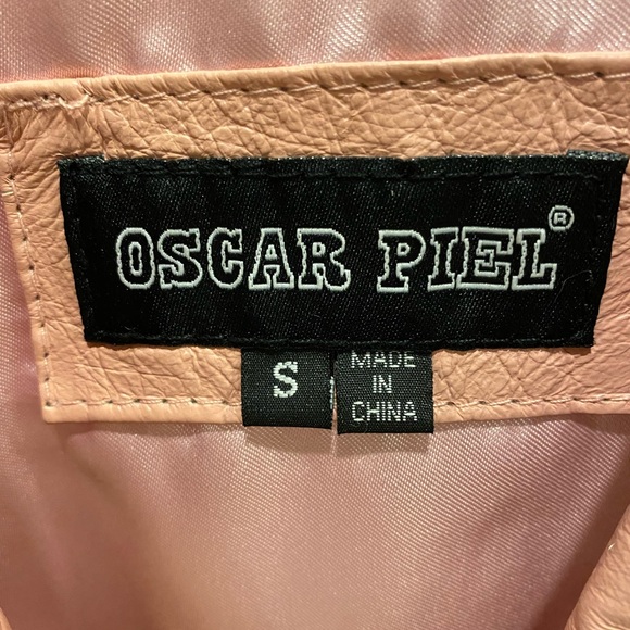 SOLD- Oscar Piel Pink Leather Coat Sz Small - Picture 3 of 4